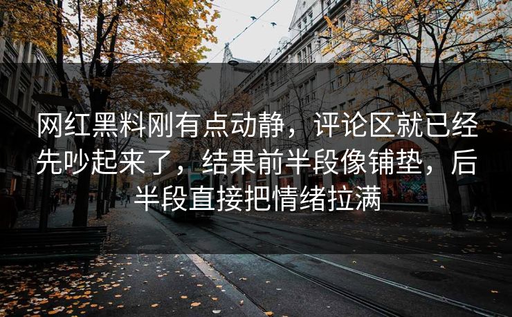网红黑料刚有点动静，评论区就已经先吵起来了，结果前半段像铺垫，后半段直接把情绪拉满