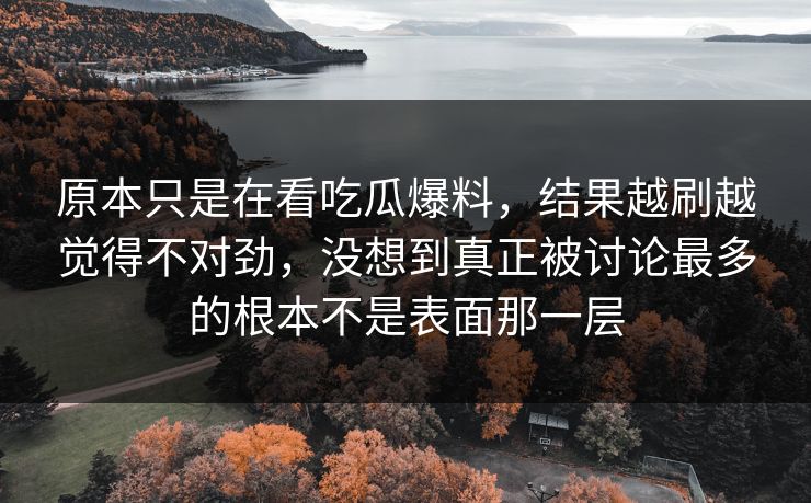 原本只是在看吃瓜爆料，结果越刷越觉得不对劲，没想到真正被讨论最多的根本不是表面那一层