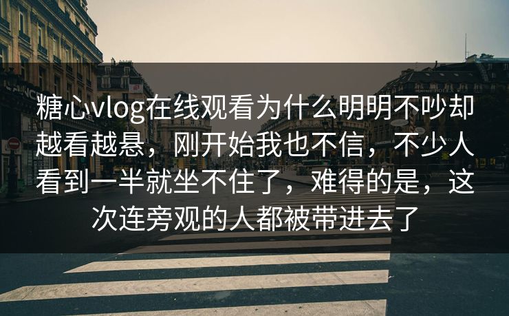 糖心vlog在线观看为什么明明不吵却越看越悬，刚开始我也不信，不少人看到一半就坐不住了，难得的是，这次连旁观的人都被带进去了