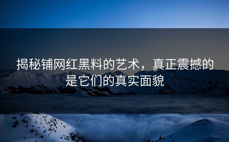 揭秘铺网红黑料的艺术，真正震撼的是它们的真实面貌