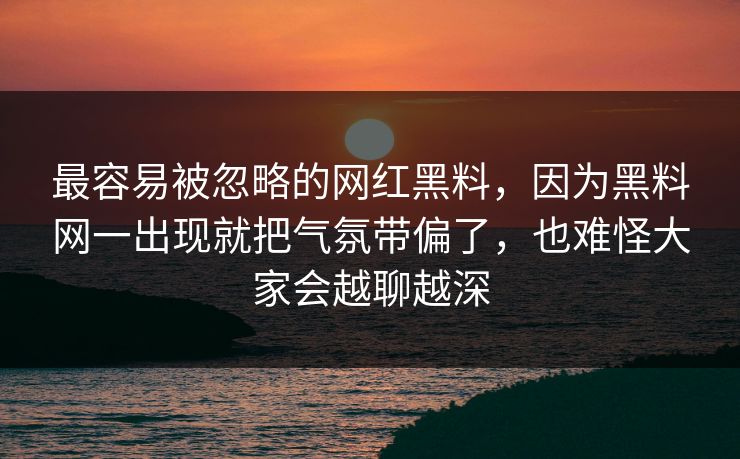 最容易被忽略的网红黑料，因为黑料网一出现就把气氛带偏了，也难怪大家会越聊越深