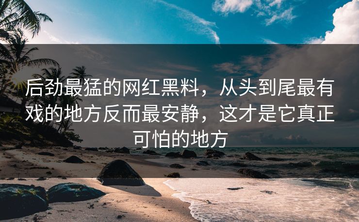 后劲最猛的网红黑料,从头到尾最有戏的地方反而最安静,这才是它真正可怕的地方 后劲最猛的网红黑料,从头到尾最有戏的地方反而最安静,这才是它真正可怕的地方